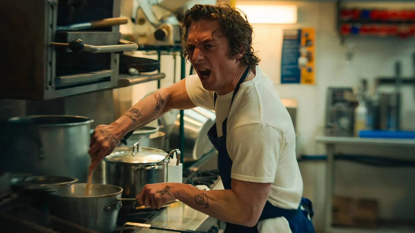 Scene from The Bear — chef in the kitchen at full intensity